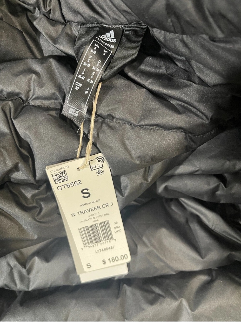 NWT Adidas Traveer Cold.Rdy Black Hooded Down Jacket W/ThreeStripe Logo Print S - Picture 3 of 5